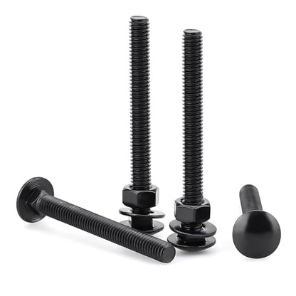 Glvaner (10 Sets) 1/4-20 x 3-1/2" Stainless Steel Carriage Bolts Screws Black and Hex Nuts & Flat Washers Black, Round Head Square Neck, 304 Stainless Steel 18-8, Full Thread Coverage - size: 1/4-20 x 3-1/2"