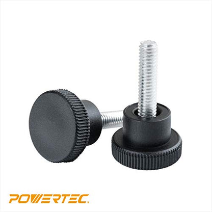 POWERTEC 71610 15mm Screw On Round Knobs, Black, M4 x 15mm Male Thread Knurled Knob for Clamping – 10 Pack - style: M4x15, Round