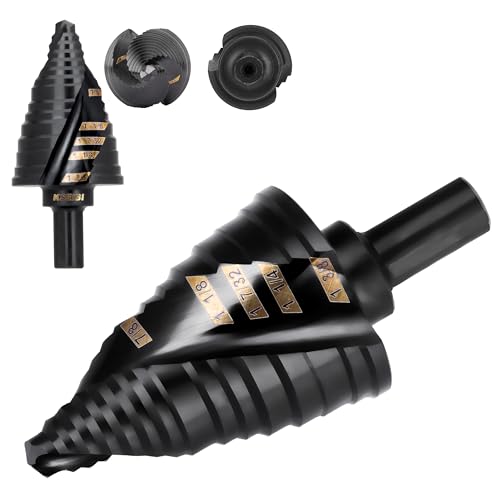 KSEIBI 5 Steps 7/8-1-3/8 inch SAE Standard Industrial Grade Step Drill Bit 3 Flat Shank, 575082 High-Speed Steel Metal Drill Bits Black Oxide M2 Material - style: 5 steps (7/8” to 1-3/8”)