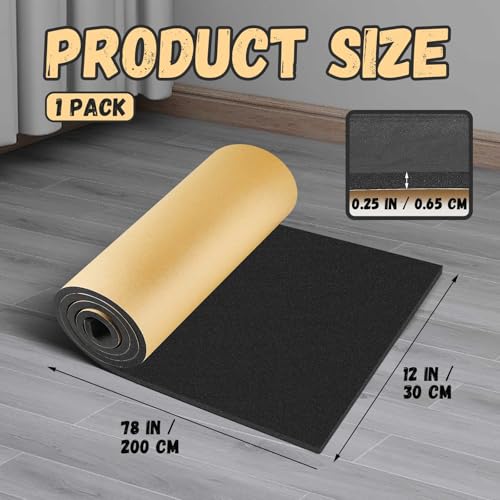 1 Pc 78 x 12 x 1/4 Inch Large Closed Cell Foam, Marine Foam Roll, Black - size: 78 x 12 x 1/4 Inch