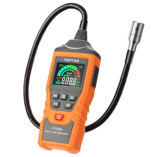 Rechargeable Gas Leak Detector, PT520B+ Natural Gas Leak Detector with a 17-inch Probe to Situate Gas Leaks for Propane, Natural Gas, Methane, LPG in RV or Home, Measuring PPM or%LEL - Orange - size: PT520B+ Type-C Rechargeable