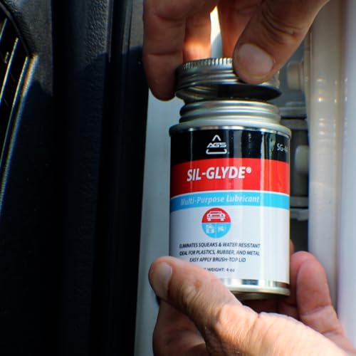 AGS Automotive Solutions SIL-Glyde Brush Top Can Multi-Purpose All-Weather Lubricating Compound for All Surfaces, 4 oz Lubricant Can, Silicone Lubricant, Ensure Friction Resistance - size: 4oz