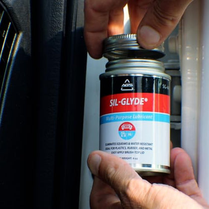 AGS Automotive Solutions SIL-Glyde Brush Top Can Multi-Purpose All-Weather Lubricating Compound for All Surfaces, 4 oz Lubricant Can, Silicone Lubricant, Ensure Friction Resistance - size: 4oz