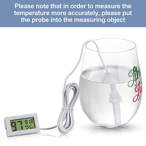Weewooday 3 Pcs Digital Humidity Meter with Probe LCD Thermometer,White - size: White