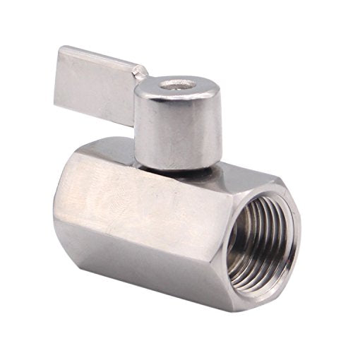 DERNORD Stainless Steel Mini Ball Valve NPT Thread Female (1/2" Female&Female) - size: 1/2 Inch, style: Pack of 1