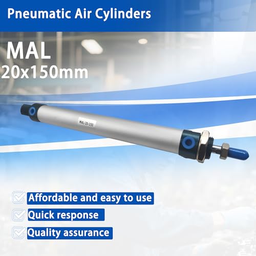CG WEITENG Pneumatic Mini Pneumatic Cylinder MAL Single Rod Aluminum Double Acting Pneumatic Cylinder 20mm Bore 150mm Stroke(MAL20x150) - color: MAL-20 mm, size: 150 mm