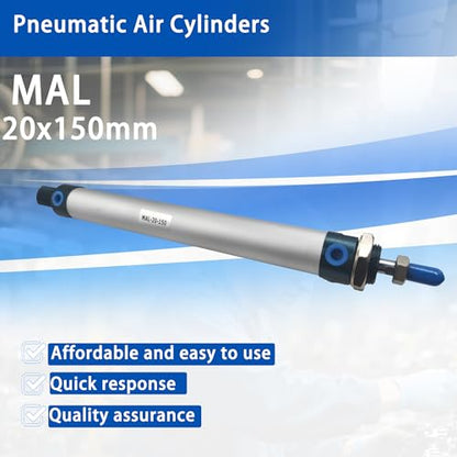 CG WEITENG Pneumatic Mini Pneumatic Cylinder MAL Single Rod Aluminum Double Acting Pneumatic Cylinder 20mm Bore 150mm Stroke(MAL20x150) - color: MAL-20 mm, size: 150 mm
