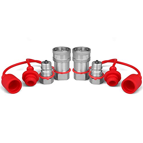 3/8" Ag ISO 5675 Pioneer Hydraulic Quick Connect Couplers with Dust Caps - size: 3/8" NPT Thread + 3/8" ISO 5675 Body