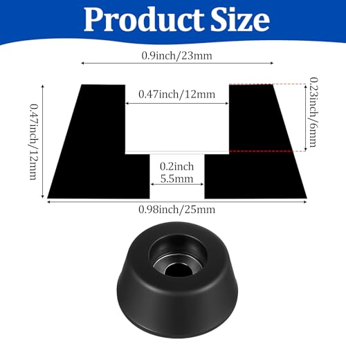4Pcs Heavy-Duty Rubber Feet Speaker Isolation Pads with Stainless Steel Screws for Subwoofer, Subwoofer, Guitar Amps, Furniture, Turntables, Cutting Boards, Cabinets 0.98“ W x 0.47” H (Black)