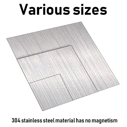304 Stainless Steel Sheet, 22 Gauge 0.03" Thickness x 8" Width x 8" Length, 304 Stainless Steel Metal Strip Plate (Brushed Finish) for Industry, Machinery, DIY Engineer, Home Decoration, 2 Pcs - size: 8"W × 8"L, style: 22Ga Thickness