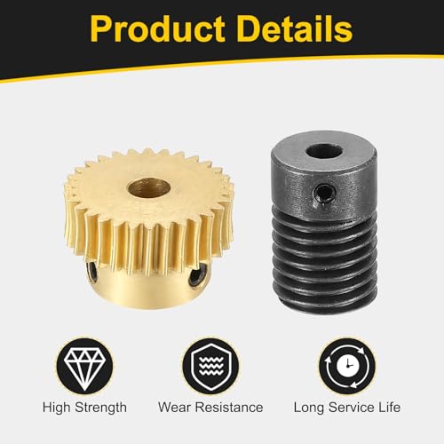 uxcell Worm Gear Set Right Rotation 30T 0.5 Module 1:30 Reduction Rate - size: Gear-4mm, Rod-4mm Bore, style: 0.5M-30T
