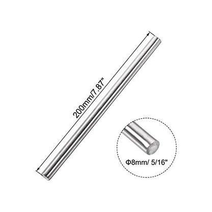 uxcell 8mm x 200mm 304 Stainless Steel Solid Round Rod for DIY Craft - 2pcs - size: 8 mm x 200 mm