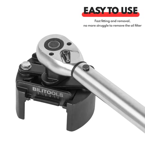 BILITOOLS Universal Adjustable Oil Filter Wrench with Auto-Clamp Spring - size: 80-105mm