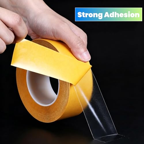Ultra Thin Clear PET Double Sided Tape 1” x 82 Ft Strong Adhesive Removable No Residue Double Sided Transparent Mounting Tape for DIY Crafts Office Home Decoration Industrial Fixing - size: 1" X 82 Ft