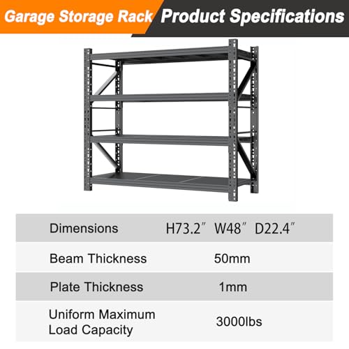 Garage Storage Shelves,73" H*48" W*22.4" D Heavy Duty - size: Super Heavy Duty 73"H*48"W*22.4"D