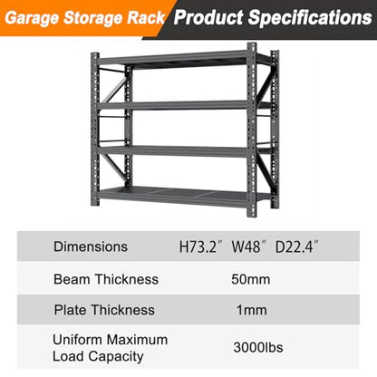 Garage Storage Shelves,73" H*48" W*22.4" D Heavy Duty - size: Super Heavy Duty 73"H*48"W*22.4"D