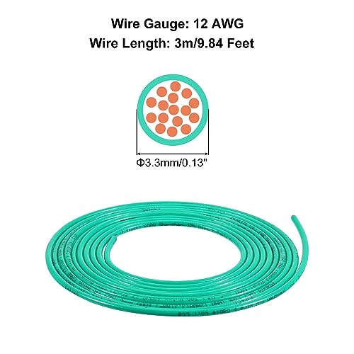 MECCANIXITY THHN Stranded Wire 10 Feet 12AWG Gauge Insulation Building Wire - UL Listed Copper Cable - PVC 600V Electrical Wire for Residential,Commercial,Industrial,Grounding - Green - color: Green, size: 10 Feet x 12 AWG