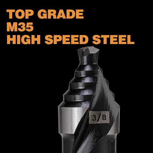 3/8" Single Size M35 Step Drill Bit Unibit for Hole Drilling - size: Single Size 3/8" (2 Flutes)