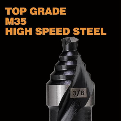 3/8" Single Size M35 Step Drill Bit Unibit for Hole Drilling - size: Single Size 3/8" (2 Flutes)