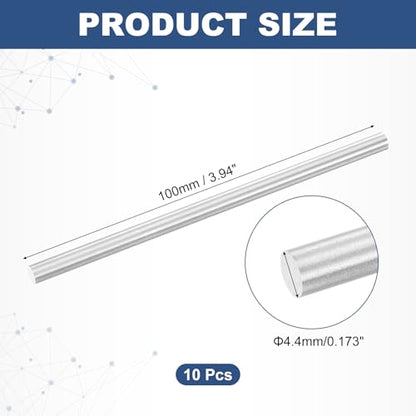 uxcell 10Pcs Round Steel Rods, 4.4mm x 100mm High Speed Steel (HSS) Aluminium Rod Steel Bar for Shaft Gear Drill Lathes Boring Machine - size: 4.4mm x 100mm
