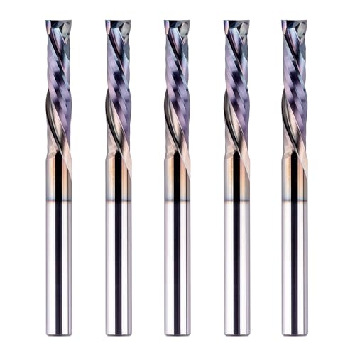 SpeTool 5PCS UP&Down Compression Bit 1/4" Shank,1-1/4Inch Cutting Length 3 Inch OVL,Carbide Spiral Router Bits CNC End Mill with TAC Extra Long Life Coating for Wood Carving - size: 1/4"Dia-1-1/4"CL, style: COMPRESSION CUT