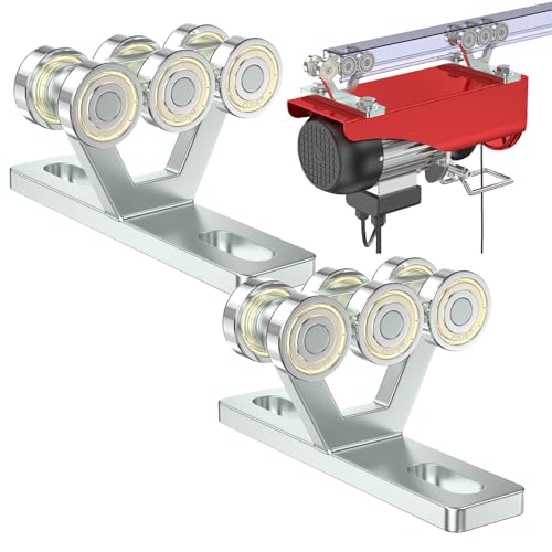 SKTREX 6 Wheel Hoist Trolley with Rollers - Strut Trolley Assembly for Electric Hoist - Fits 1-5/8" Wide and Taller Strut Channel - High Strength and Silent Operation - color: 6 Wheel Trolley Pack of 2