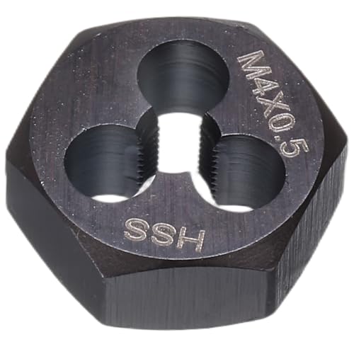 HARFINGTON Hex Threading Die M4 x 0.5 Metric Thread Right Hand High Speed Steel Rethreading Fixed Die Screw Cutting Tapping Repair Tool - size: M4 x 0.5
