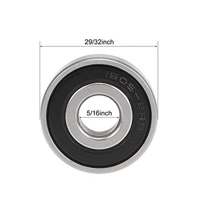 uxcell 1605-2RS Deep Groove Ball Bearings Z2 5/16 X 29/32 X 5/16inch Double Sealed Chrome Steel 2pcs - size: 5/16"x29/32"x5/16"
