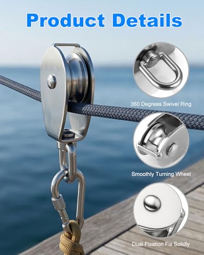 Rocaris 6 Pack M25 Lifting Single Pulley Roller Loading 330Ibs - size: M25-6pcs