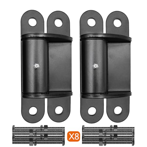 Heavy Duty Gate Hinges with Sealed Bearings and 8 Screws, Adjustable Yoke Pivot, Suitable for Large Driveway Gates Up to 1100 Pounds, Two Pack, Carbon Black (Curved Flat Hinge) - color: Curved flat hinge