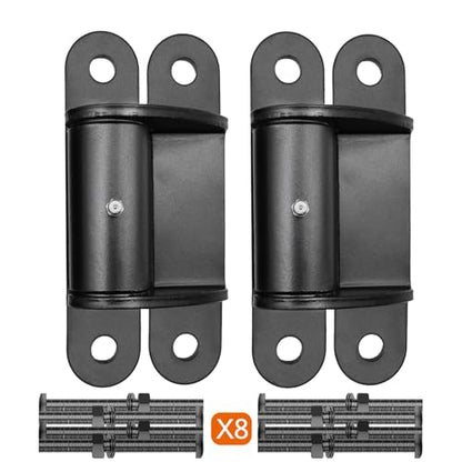 Heavy Duty Gate Hinges with Sealed Bearings and 8 Screws, Adjustable Yoke Pivot, Suitable for Large Driveway Gates Up to 1100 Pounds, Two Pack, Carbon Black (Curved Flat Hinge) - color: Curved flat hinge