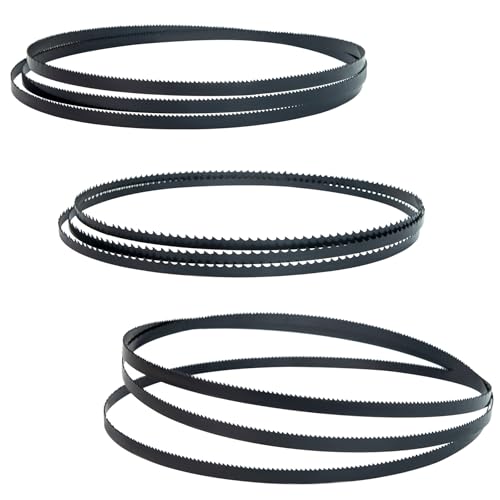 59-1/2 inch Bandsaw Blades Assortment (1/8" 1/4" 3/8" Wide) High Carbon Steel for Ryobi, B&D, Craftsman, Tradesman, Pro-Tech, Collins Skil and Wen BA3959 9" Band Saws,3Pack - size: 59-1/2"x(1/8" 1/4" 3/8" Wide) x0.02”