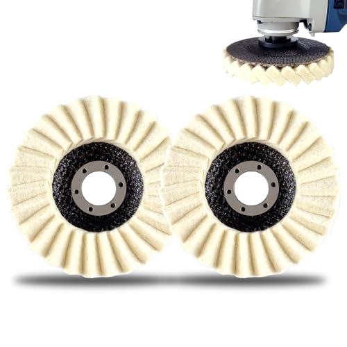 Wool Felt Flap Polishing Disc, Wool Polishing Pad, 4.5 Inch Wool Polishing Wheel for Angle Grinder, Metal, Marble, Stone, Furniture, Car Wax(2)