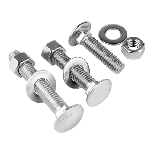 1/2-13 x 3 Stainless Steel Carriage Bolts and Nuts with Flat Washers Kit, Round Head Square Neck Screws UNC Coarse Thread, 4 Sets Silver - color: Silver, size: 1/2-13 x 3" (4 Sets)