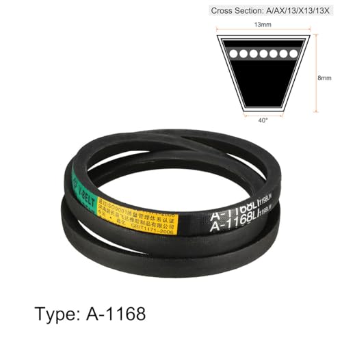 uxcell A1168 V-Belts 1168mm Inner Girth 13mm Top Width 8mm Thickness A-Section Rubber Drive Transmission Belt - size: 1168mm