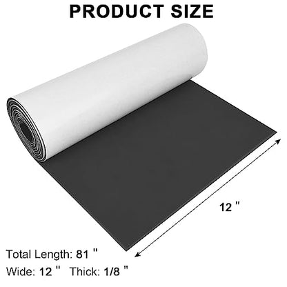Sponge Neoprene Foam Rubber Sheet with Adhesive, 12 in x 81 in x 1/8 in Multi-Function Soundproof High Density Waterproof Rubber Mat, Perfect Cosplay Easy Cut DIY Neoprene Padding Roll - Black - color: Black, size: 12 in x 81 in x 1/8 in