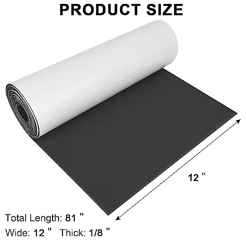 Sponge Neoprene Foam Rubber Sheet with Adhesive, 12 in x 81 in x 1/8 in Multi-Function Soundproof High Density Waterproof Rubber Mat, Perfect Cosplay Easy Cut DIY Neoprene Padding Roll - Black - color: Black, size: 12 in x 81 in x 1/8 in