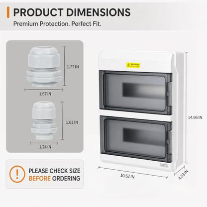 24-Way IP66 Waterproof Din Rail Breaker Box - size: HS-24