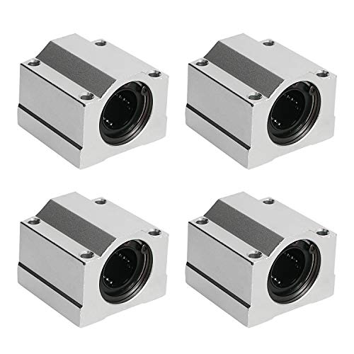 SCS20UU Linear Ball Bearing Aluminum Slide Block, ID 20mm Linear Motion Ball Bearings CNC Slide Bushing, 4 Rows of Steel Balls, Great for CNC, 3D Printer, Linear Rail Guide 4 PCS - size: SCS20UU