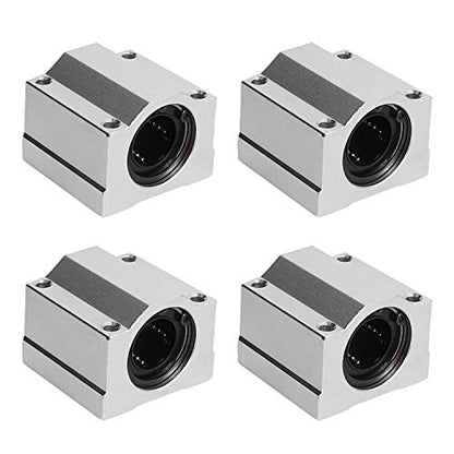 SCS20UU Linear Ball Bearing Aluminum Slide Block, ID 20mm Linear Motion Ball Bearings CNC Slide Bushing, 4 Rows of Steel Balls, Great for CNC, 3D Printer, Linear Rail Guide 4 PCS - size: SCS20UU