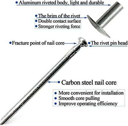 60 Pcs Large Flange Blind Rivets, Aluminum,Flange Diameter 5/8" (16 mm),Pop Rivets Assortment Kit Blind Rivet(3/16" x 1/2"/5/8"/3/4")