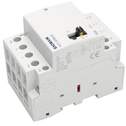 BAOMAIN 24V 4-Pole 50A Manual/Auto AC Contactor,2NO2NC,DIN Rail Mount