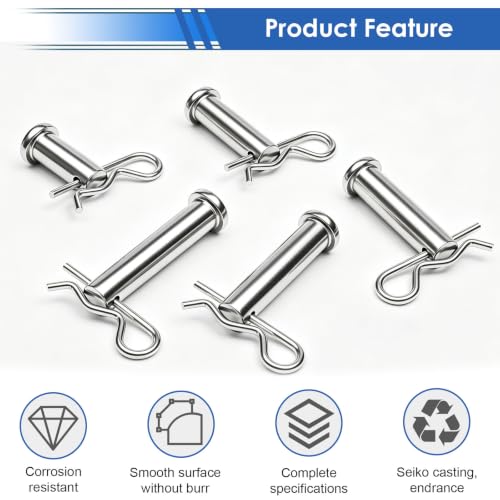 300Pcs 304 Stainless Steel R Cotter Pins – 7 Sizes Assortment Kit, Heavy-Duty Hitch Lock Pins for Trucks, Trailers, Engines & Farm Equipment - size: 300Pcs 7-sizes