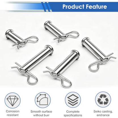 300Pcs 304 Stainless Steel R Cotter Pins – 7 Sizes Assortment Kit, Heavy-Duty Hitch Lock Pins for Trucks, Trailers, Engines & Farm Equipment - size: 300Pcs 7-sizes