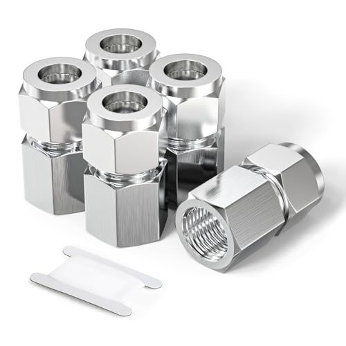 TAISHER 5PCS 304 Stainless Steel Compression Tube Pipe Fitting Connector, 3/8" Tube OD x 1/4" NPT Female - size: 3/8" OD x 1/4" FNPT