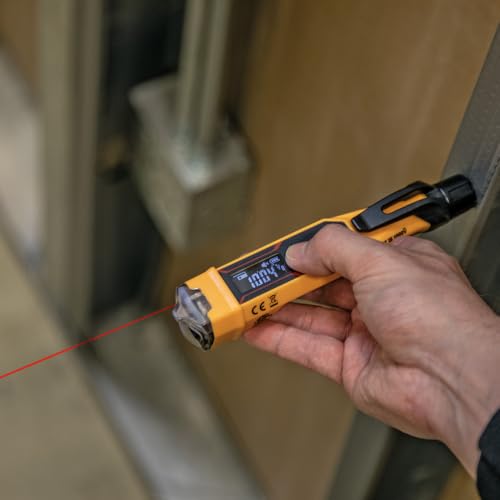 Klein Tools NCVT-6 Non-Contact Volt Tester, 12 - 1000V AC Pen with Integrated Laser Distance Measure, LED and Audible Alarms, Pocket Clip - style: with Laser Distance Meter