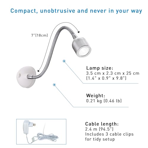 Daylight Company Sewing Machine Lamp, Professional Led Light, Fits Most Machines, Bright Led Lamp, Chrome,3.5*2.3*25cm [Energy Class A+]