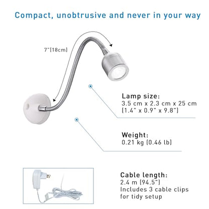 Daylight Company Sewing Machine Lamp, Professional Led Light, Fits Most Machines, Bright Led Lamp, Chrome,3.5*2.3*25cm [Energy Class A+]