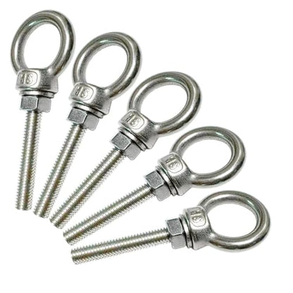304 Stainless Steel Eye Bolt, 5 PCS M6 Heavy Duty Lifting Ring 1.6" Threaded Eyebolt Shoulder Eye Bolts with Nuts and Flat Washers(Thread Length 40mm) - size: m60x40(5pcs)