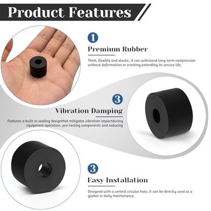 4 PCS Multi Purpose Rubber Spacer, 1-1/5" OD x 3/8" ID x 3/4" Thickness - size: 1-1/5" OD x 3/8" ID x 3/4" Thickness
